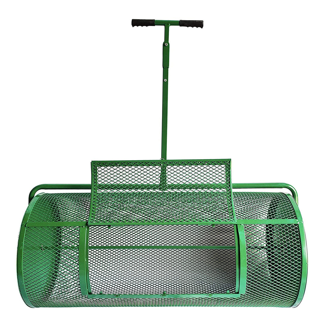 Landzie 44 Inch Metal Basket Lawn and Garden Rolling Yard Spreader (For Parts)