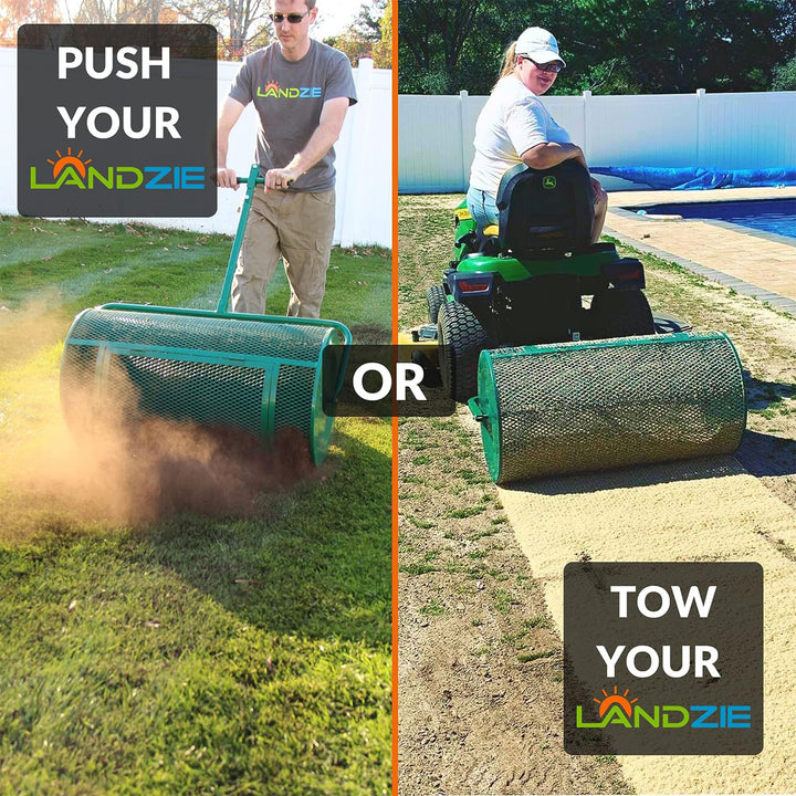 Landzie 44 Inch Metal Basket Lawn and Garden Topdressing Yard Spreader(Open Box) - VMInnovations