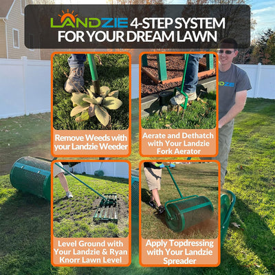 Landzie 44 Inch Metal Basket Lawn and Garden Topdressing Yard Spreader(Open Box) - VMInnovations