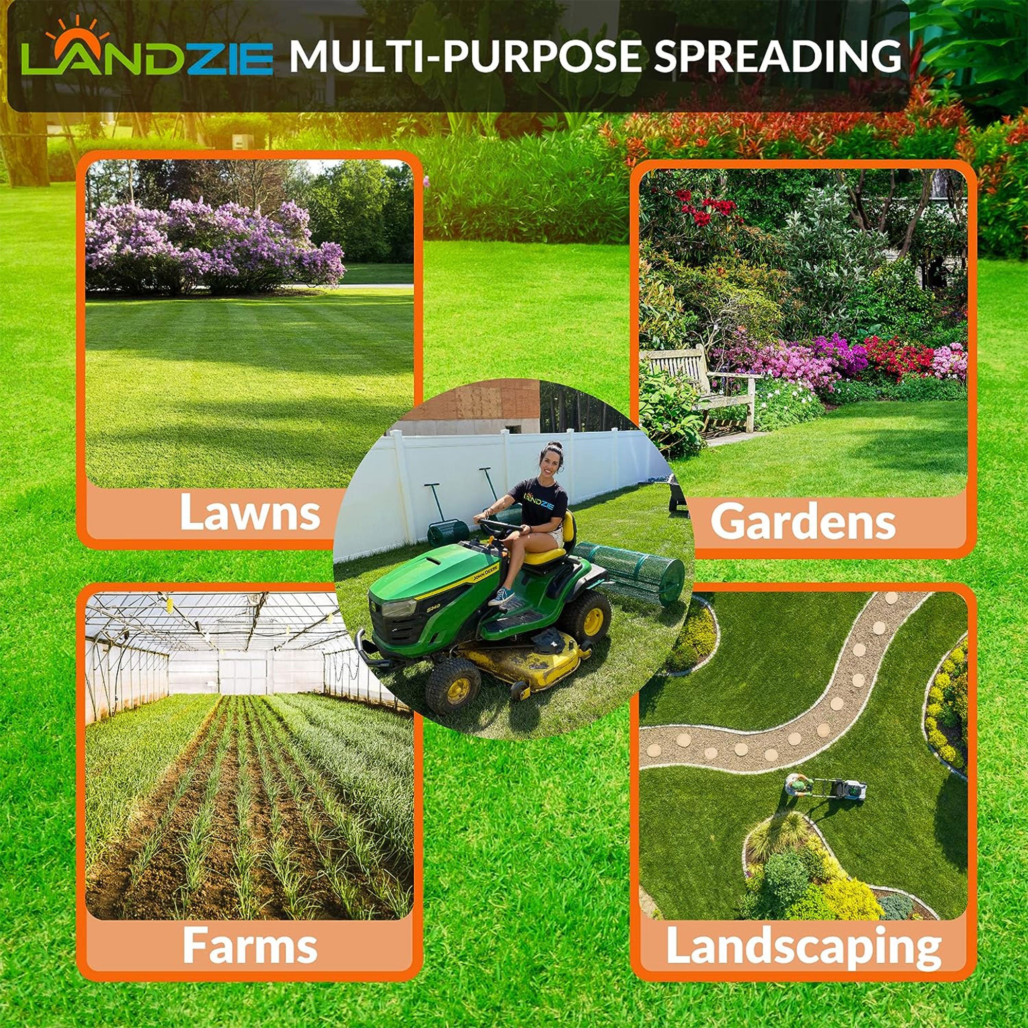 Landzie 44 Inch Metal Basket Lawn and Garden Rolling Yard Spreader (For Parts) - VMInnovations