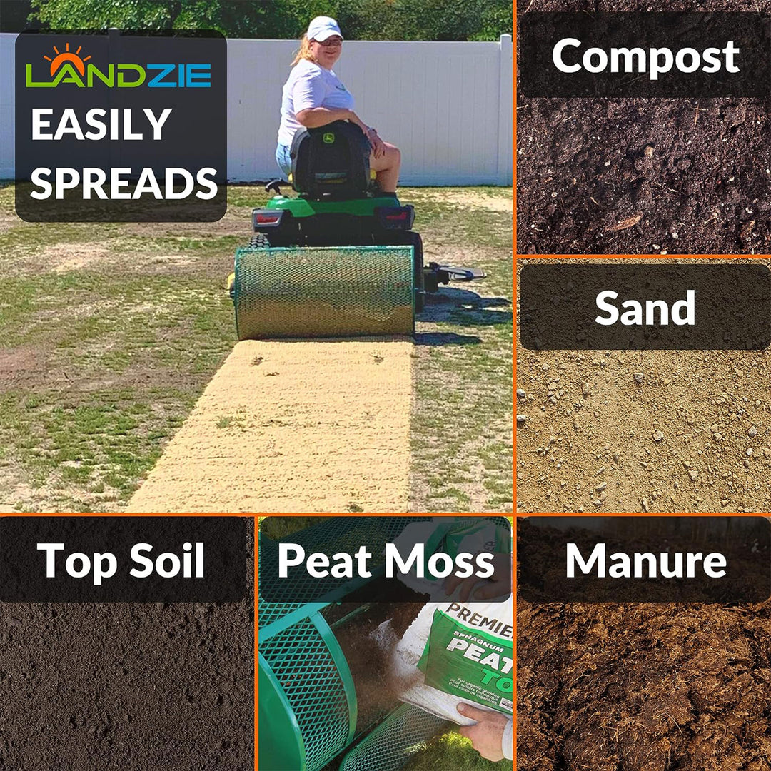 Landzie 44 Inch Metal Basket Lawn and Garden Topdressing Yard Spreader(Open Box) - VMInnovations