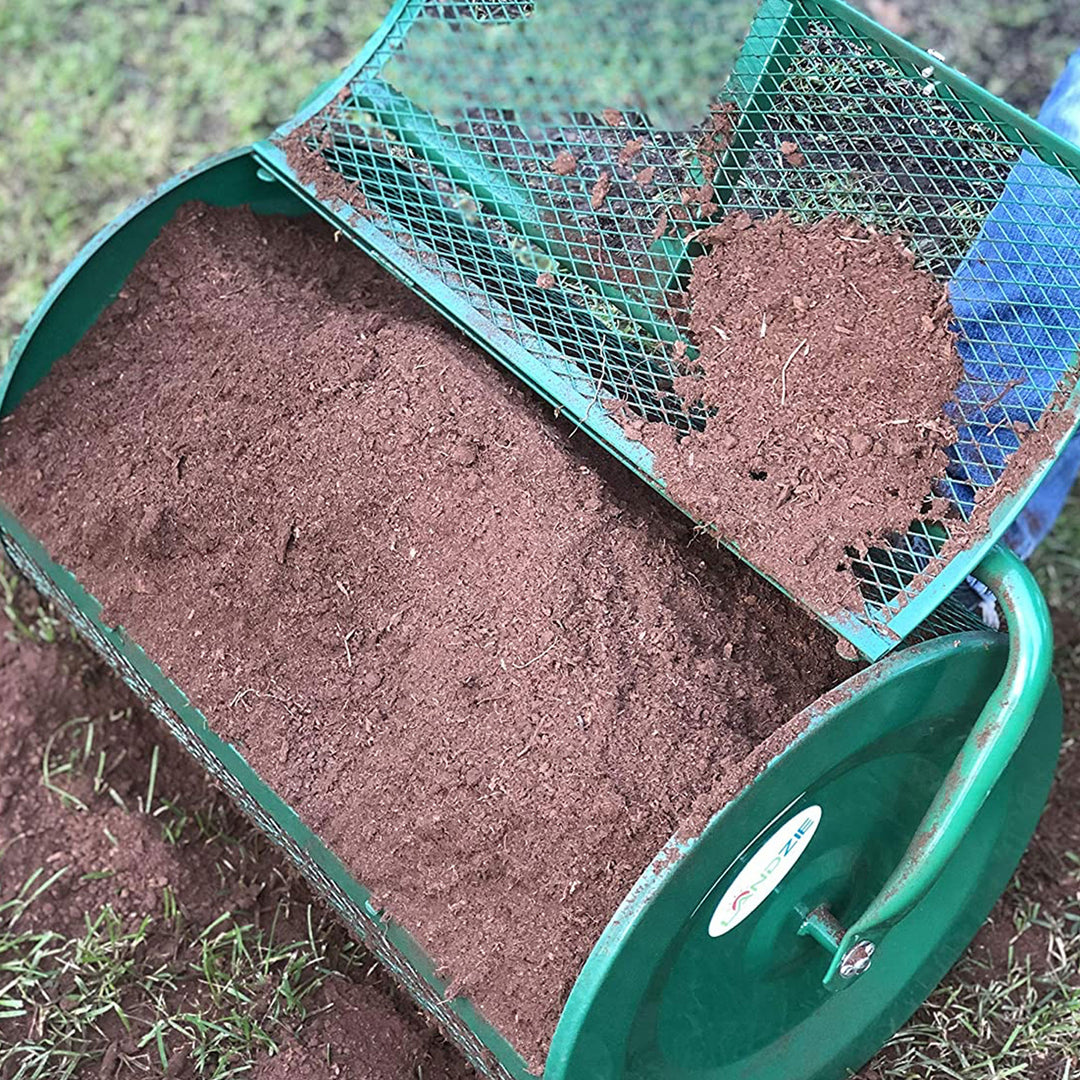 Landzie 44 Inch Metal Basket Lawn and Garden Topdressing Yard Spreader(Open Box) - VMInnovations