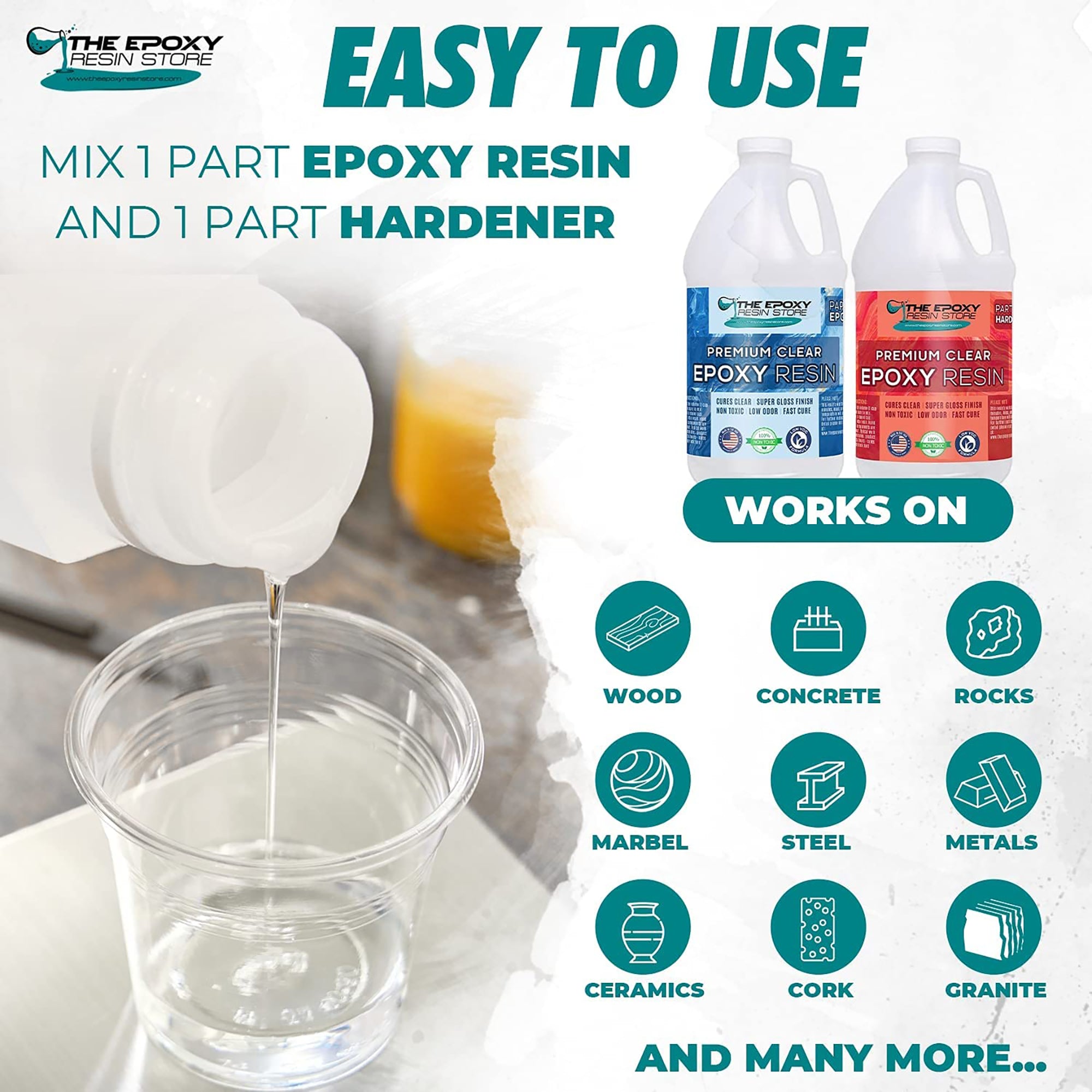 The Epoxy Resin Store Crystal Clear High Gloss Epoxy Resin Kit, 1 Gallon, 2 Pack