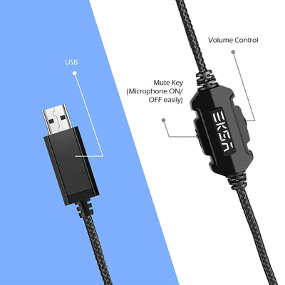 EKSA Plug In USB Gaming Headset for PC, PS4, and PS5 with Microphone (Open Box) - VMInnovations