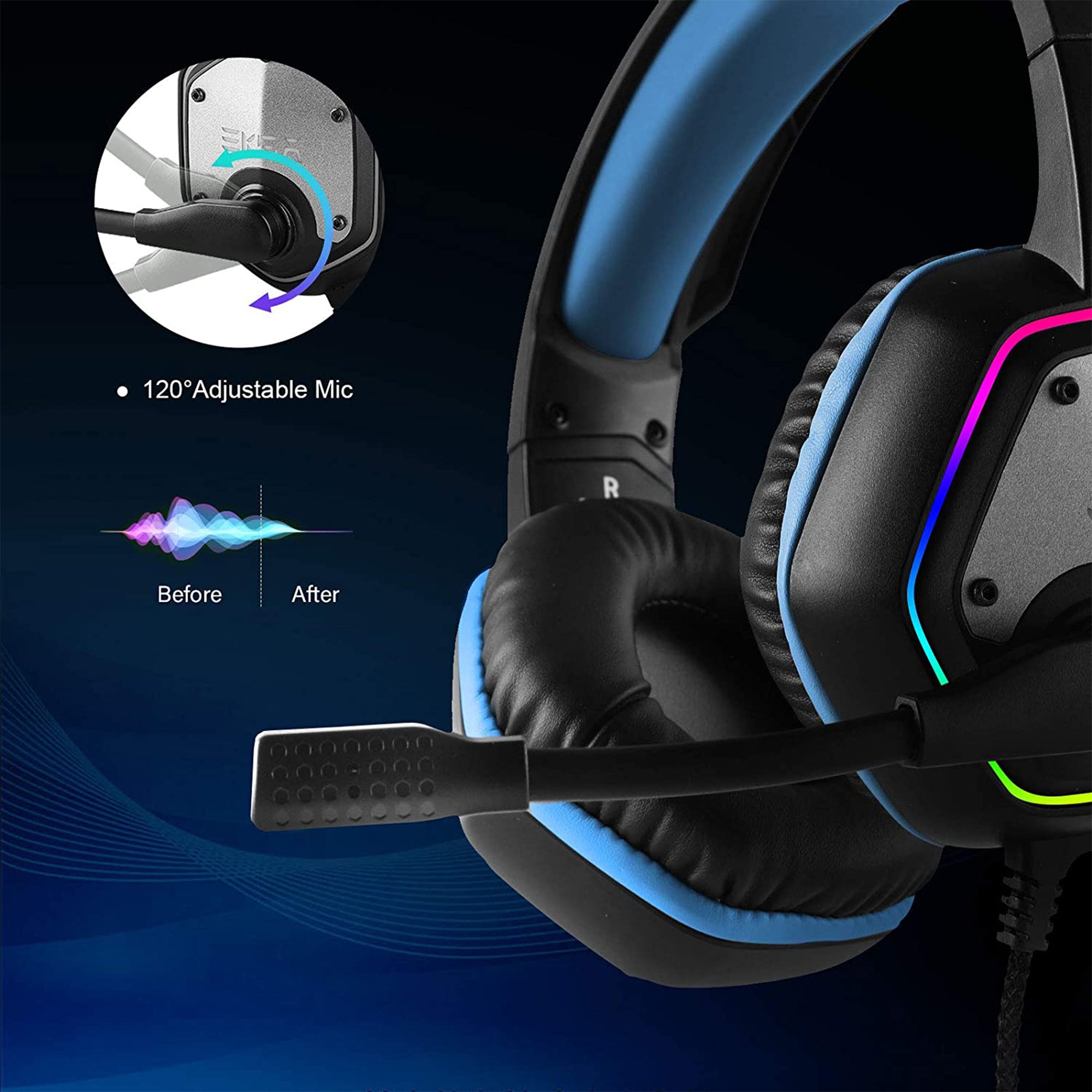 EKSA Plug In USB Gaming Headset for PC, PS4, and PS5 with Microphone (Open Box) - VMInnovations