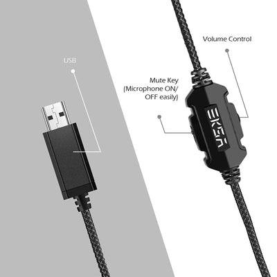 EKSA RGB Plug In USB Gaming Headset for PC, PS4, and PS5 w/Microphone (Open Box) - VMInnovations