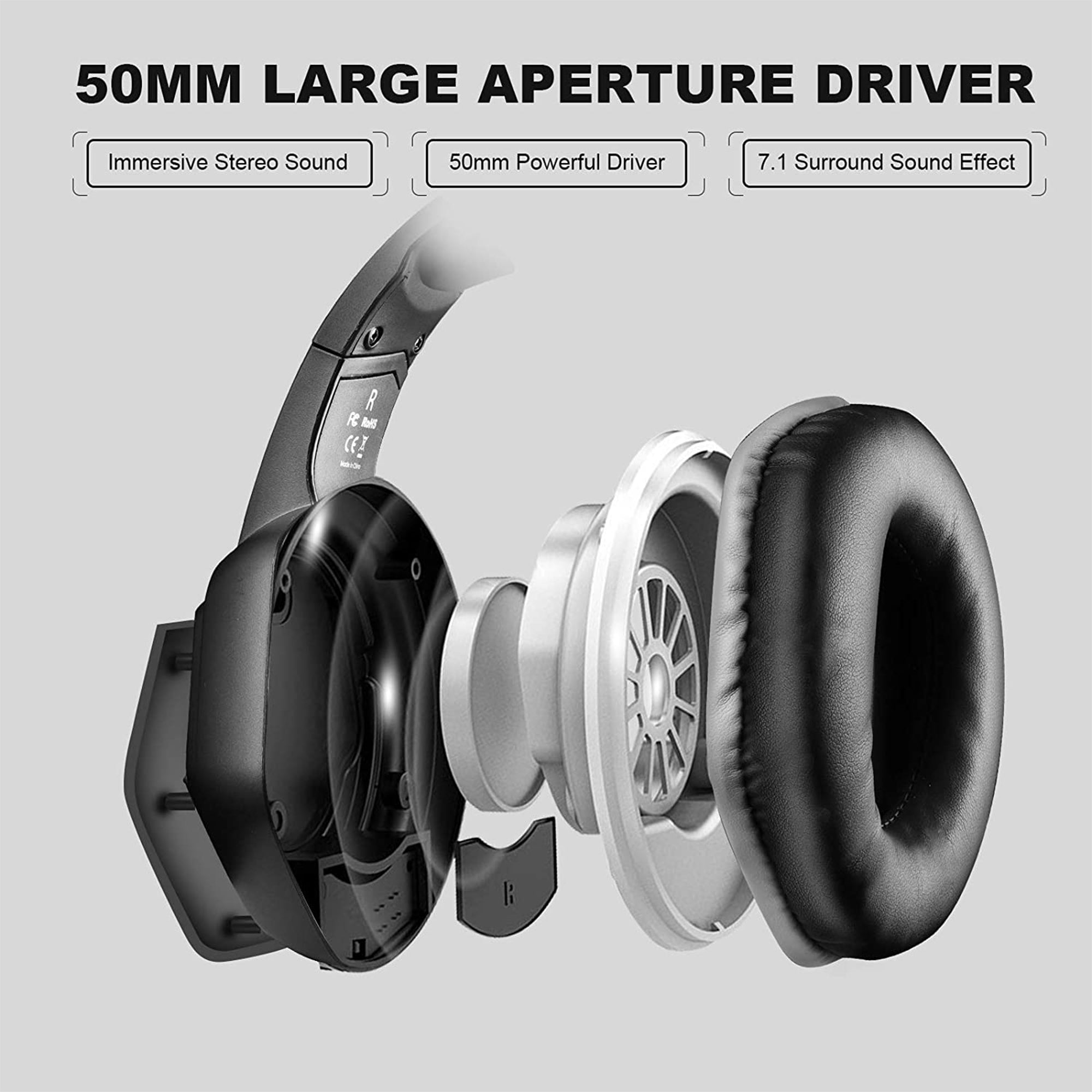 EKSA RGB USB Gaming Headset, Gray, and S100 Headphone with Microphone, Black