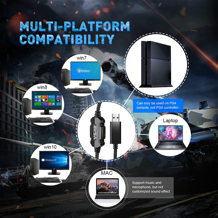 EKSA RGB Plug In USB Gaming Headset for PC, PS4, and PS5 with Microphone (Used) - VMInnovations