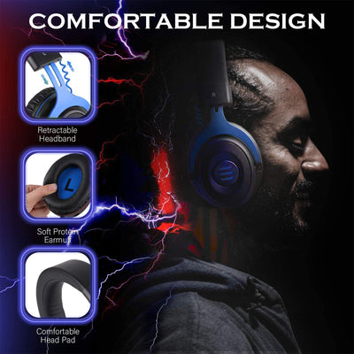 EKSA Gaming Headset with Mic, Blue, and S100 Headphones with Microphone, Black - VMInnovations