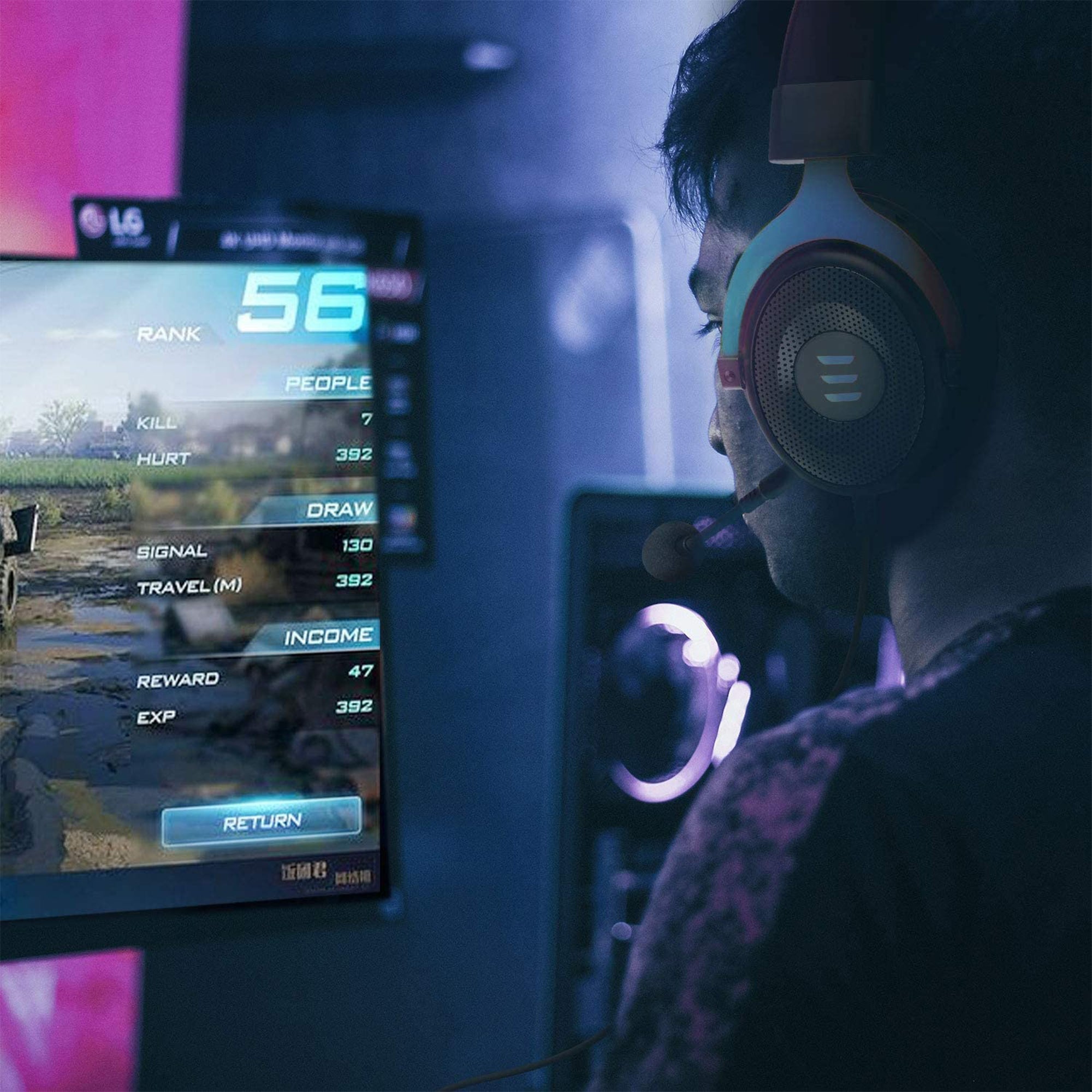 EKSA Gaming Headset with Mic, Blue, and S100 Headphones with Microphone, Black - VMInnovations