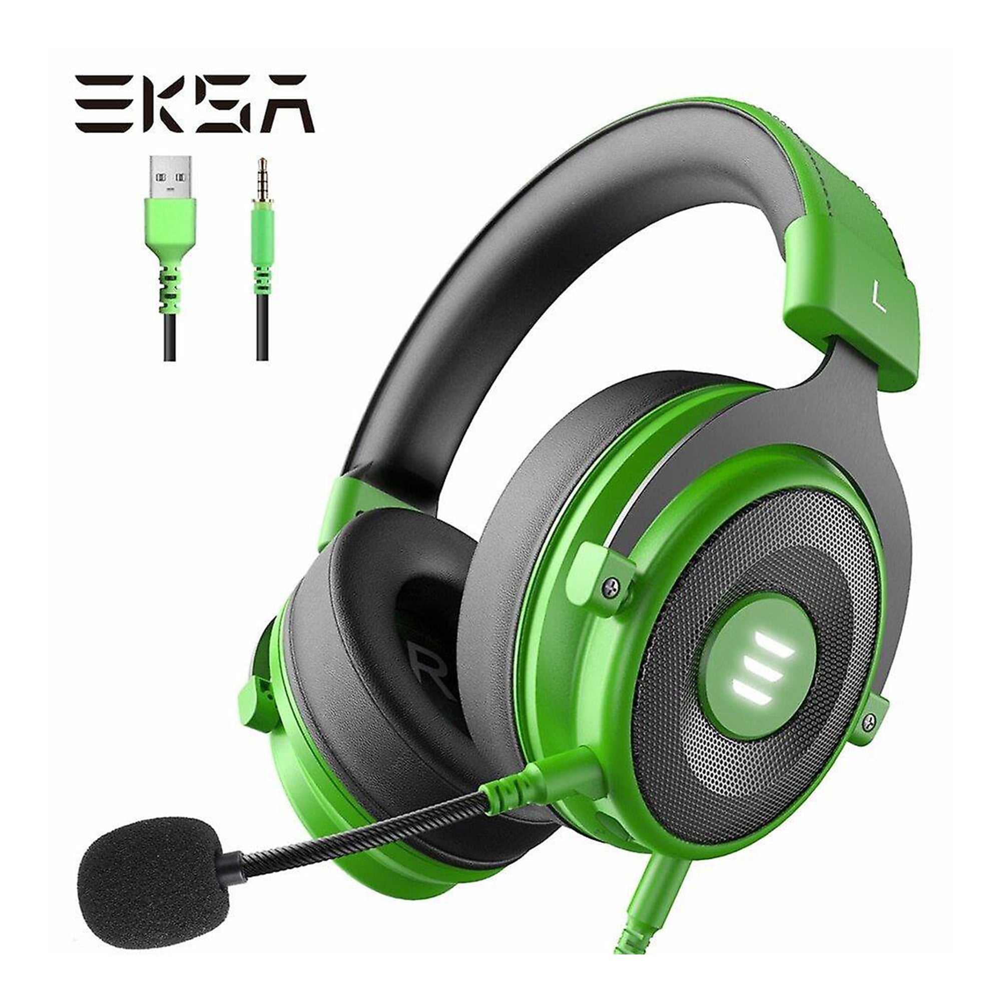 EKSA Pro Gaming Headset with Mic, Green, and S100 Headphone with Mic, Black - VMInnovations