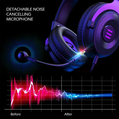 EKSA Gamer Headset with Detachable Microphone and T8 Gamer Headset with Lights