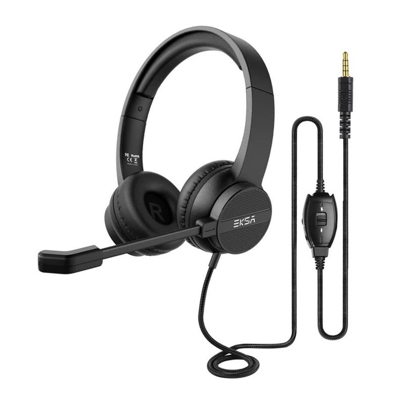 EKSA H12 3.5mm Wired Telecom Computer Headset with Volume and Mic Mute Controls