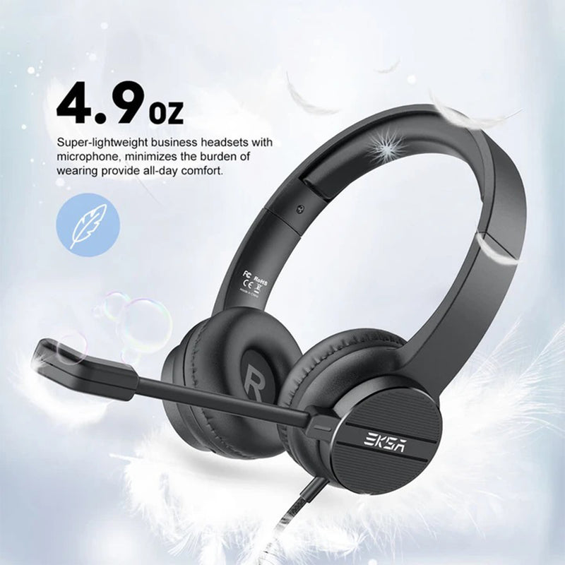 EKSA H12 3.5mm Wired Telecom Computer Headset with Volume and Mic Mute Controls