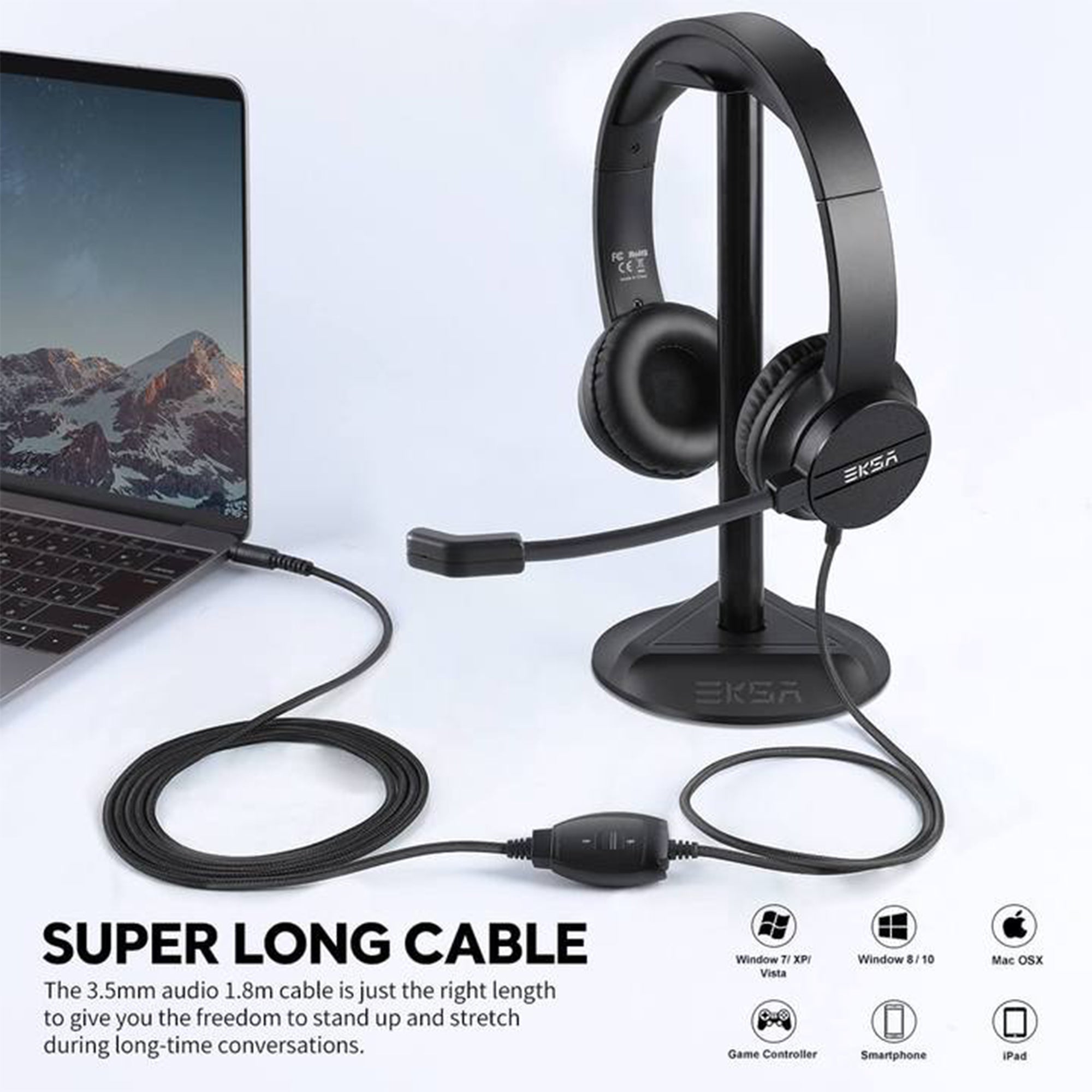 EKSA Wired Telecom Computer Headphones and T8 Gaming Headset with RGB Lights