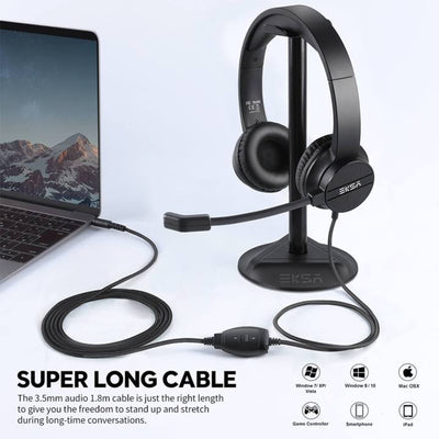 EKSA Wired Telecom Computer Headphones and T8 Gaming Headset with RGB Lights