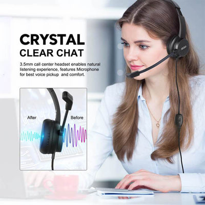 EKSA Wired Telecom Computer Headphones and T8 Gaming Headset with RGB Lights