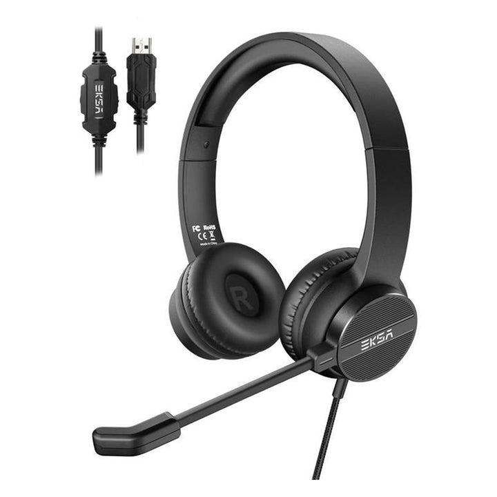 EKSA 3.5mm Wired Noise Cancelling Headset w/ Volume and Mic Mute Controls (Used)