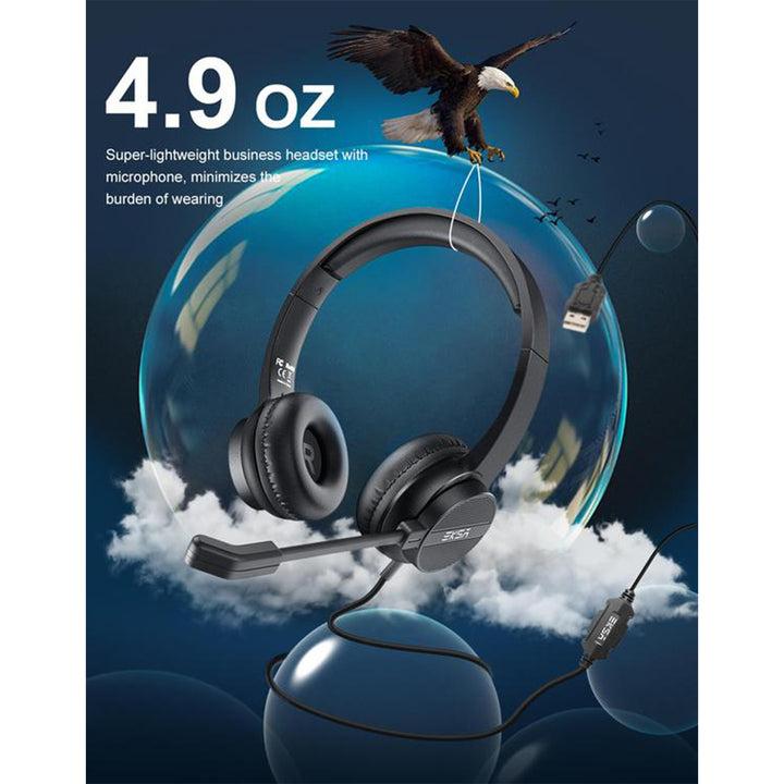 EKSA 3.5mm Wired Noise Cancelling Headset w/ Volume and Mic Mute Controls (Used)