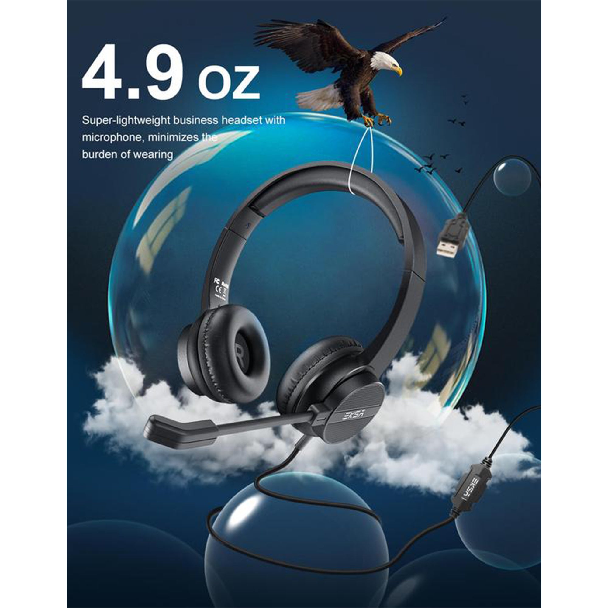 EKSA H12E Noise Cancelling Headphones and T8 Gaming Headset with RGB Lights