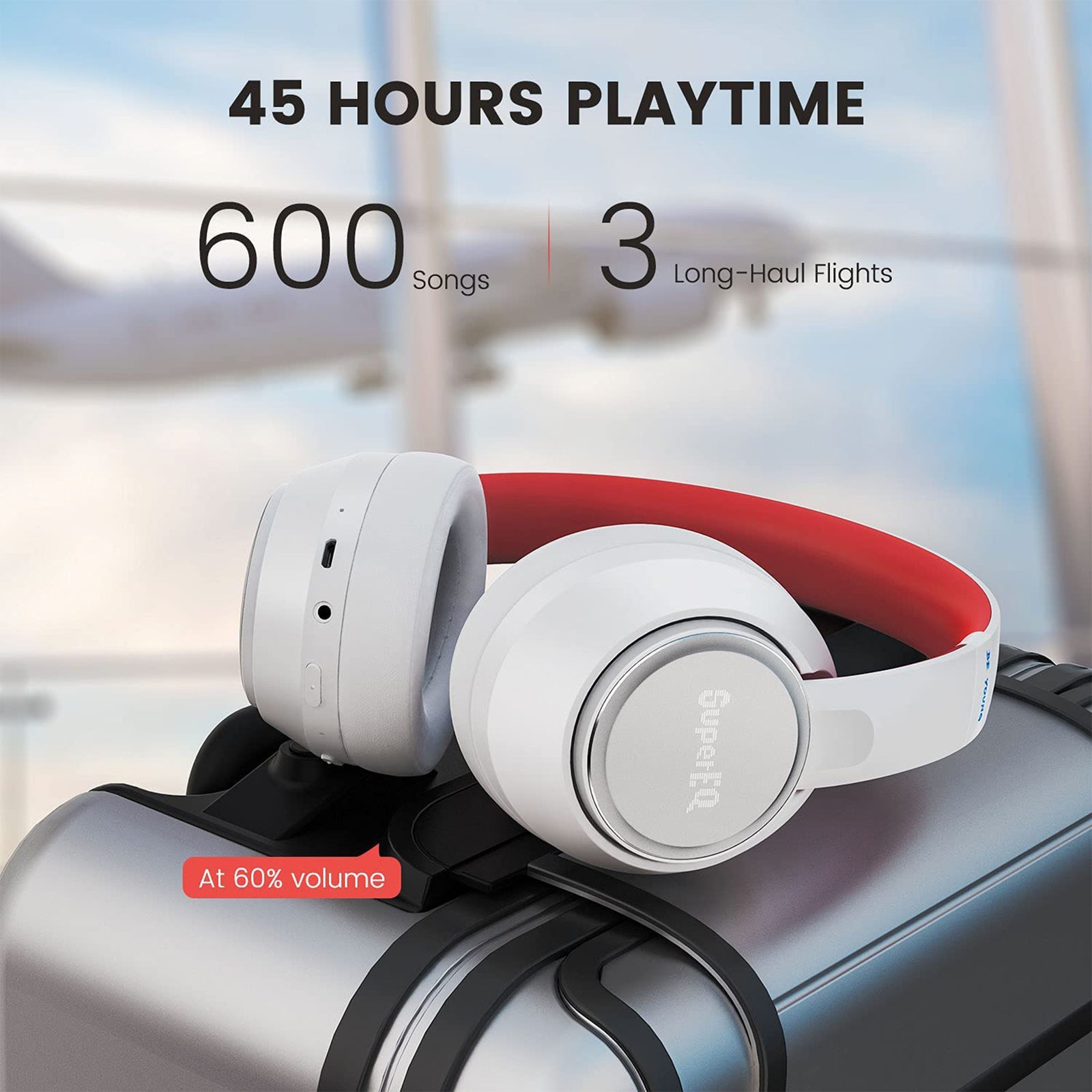 SuperEQ S1 Hybrid Headphones with Bluetooth, Transparency, and ANC Mode, White - VMInnovations
