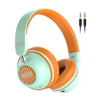 SuperEQ  Wired/Wireless Noise Canceling Headphones, Orange and Green (Open Box)