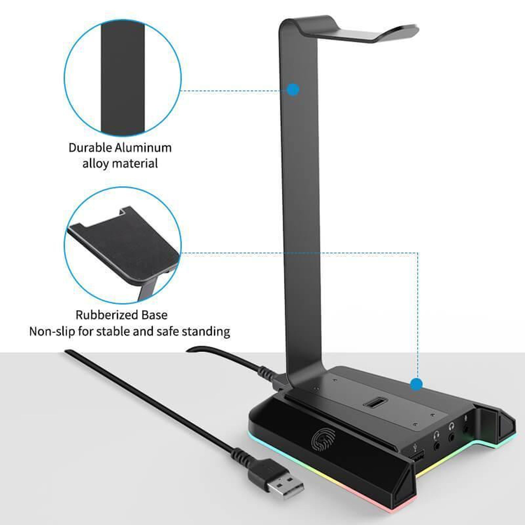 EKSA W1 Headset Stand with RGB Lights and T8 Gaming Headset with RGB Lights