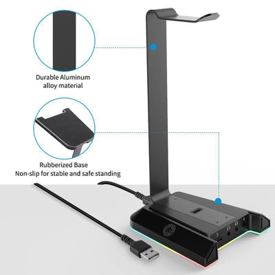 EKSA W1 Headset Stand with RGB Lights and T8 Gaming Headset with RGB Lights