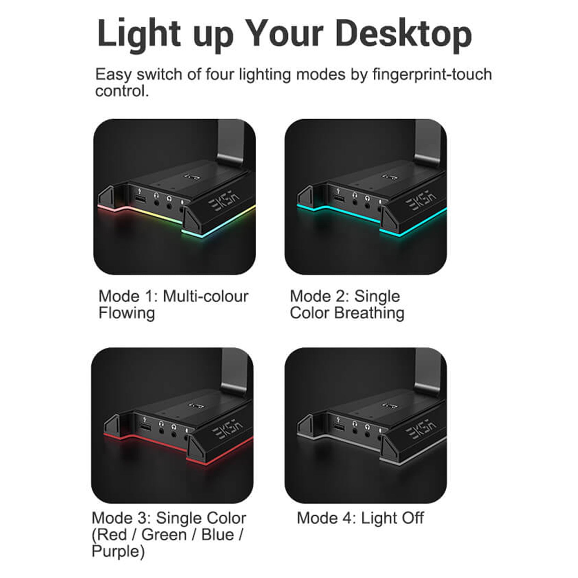 EKSA W1 Headset Stand with RGB Lights and T8 Gaming Headset with RGB Lights