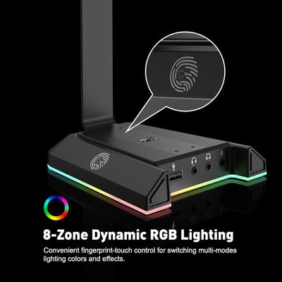 EKSA W1 Headset Stand with RGB Lights and T8 Gaming Headset with RGB Lights
