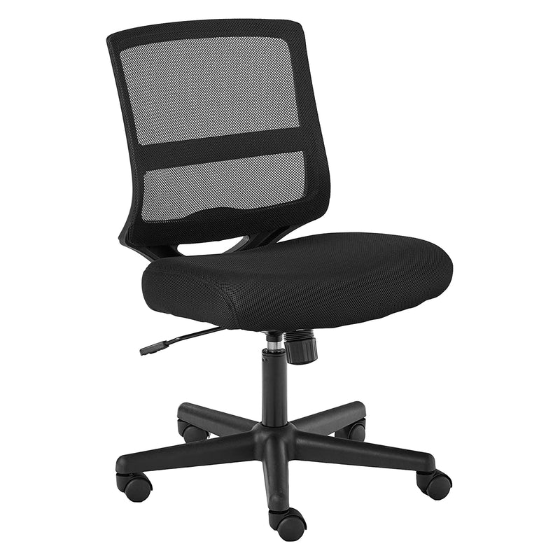 Hon ValuTask Mid Back Armless Adjustable Rolling Mesh Office Task Chair, Black