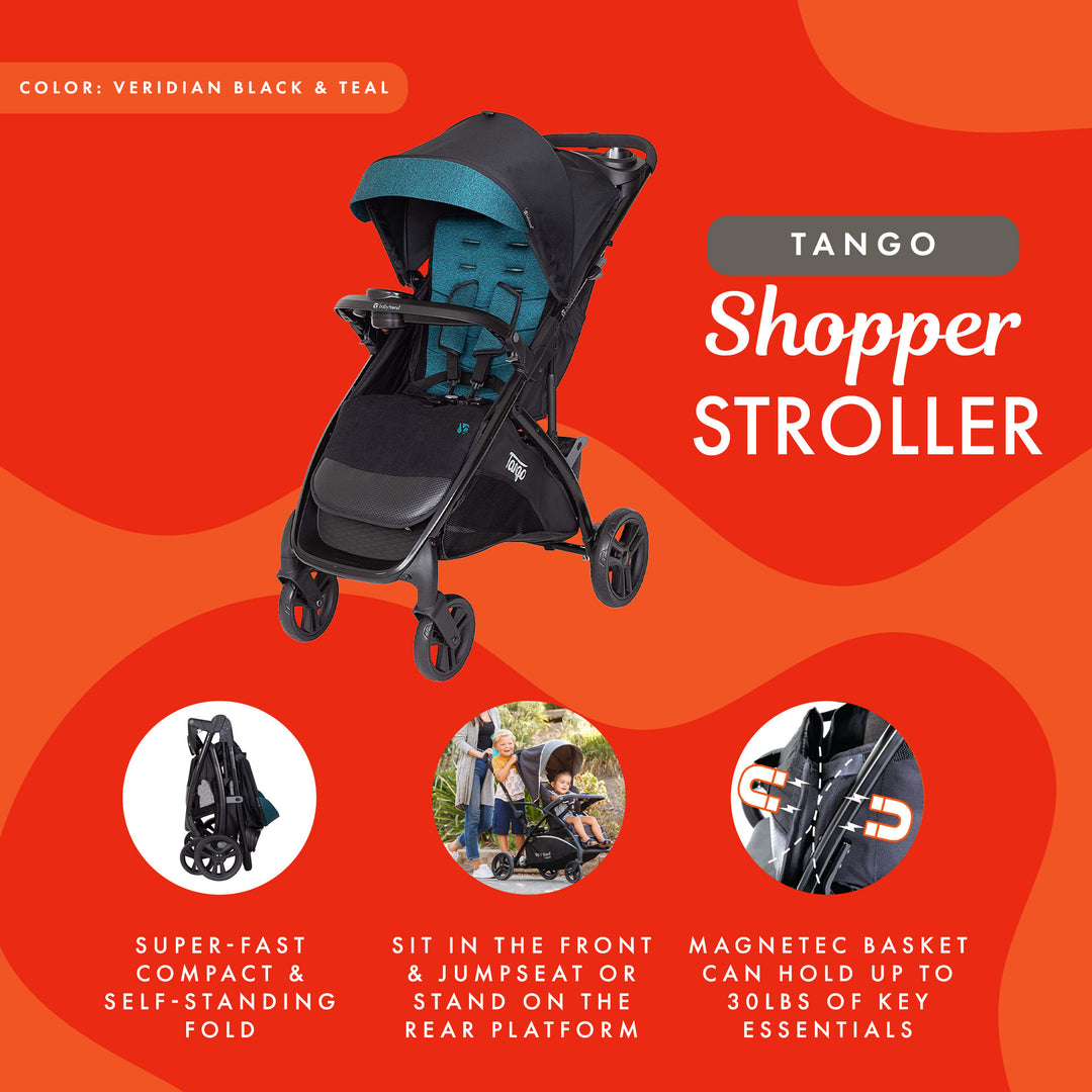 Baby Trend Tango Lightweight Baby Infant Travel Stroller with Canopy, Veridian