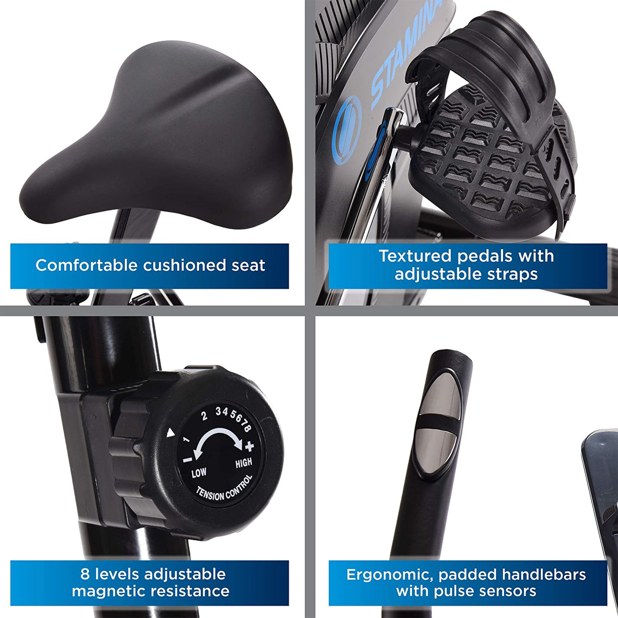 Stamina Products Upright Exercise Bike w/ 8 Level Magnetic Resistance (Open Box) - VMInnovations