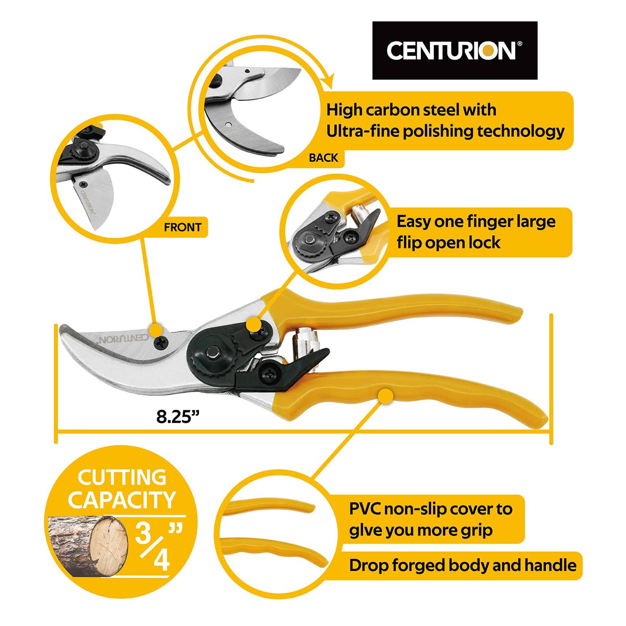 CENTURION 1222 3 Piece Lopper, Hedge Shear, and Pruner Branch Cutting Combo Set