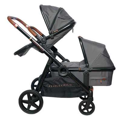 Venice Child Maverick Single Double Folding Stroller w/Seat & Bassinet, Twilight