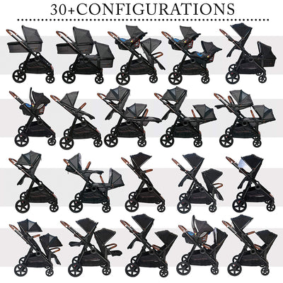 Venice Child Maverick Single Double Folding Stroller w/Seat & Bassinet, Twilight - VMInnovations