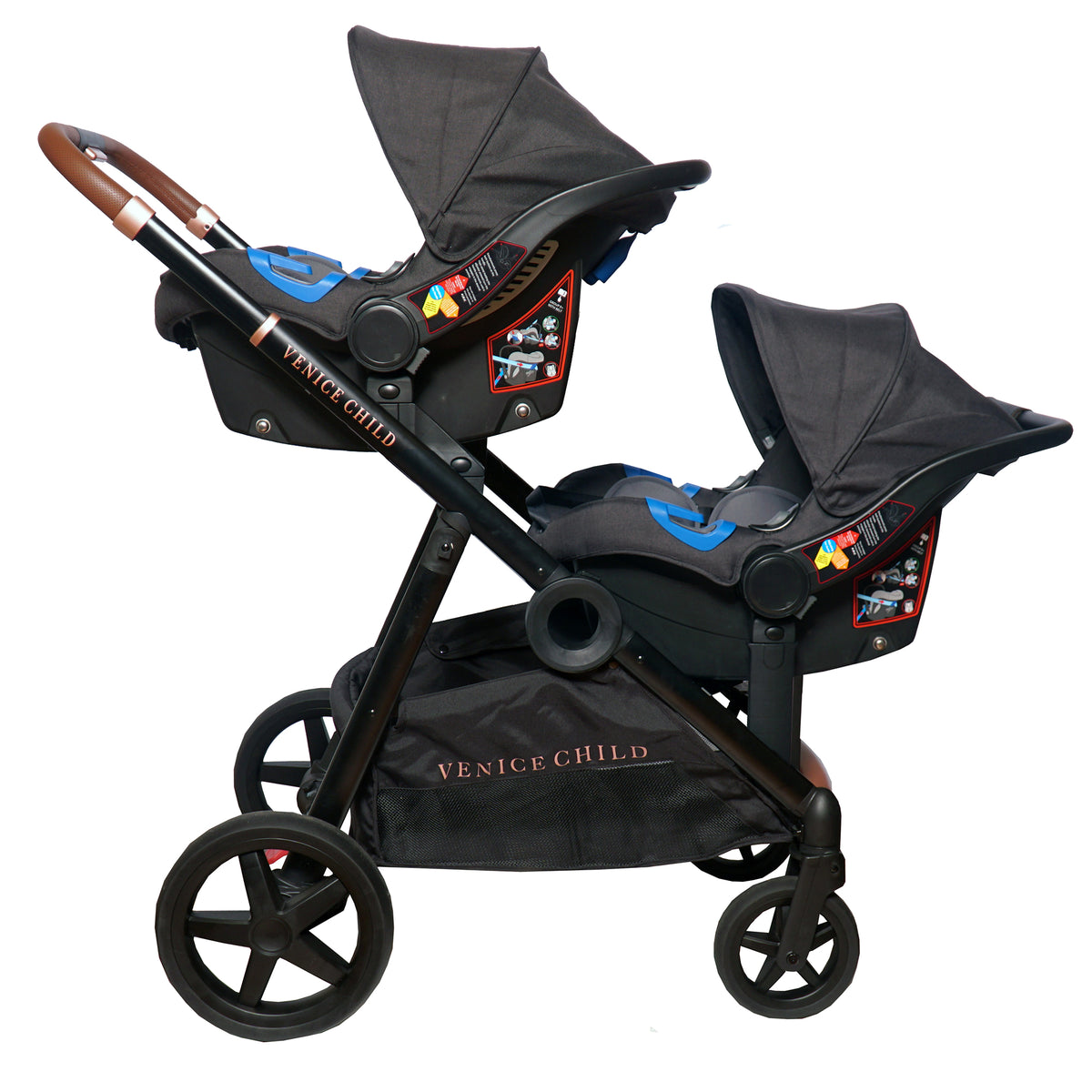 Venice Child Maverick Single Double Folding Stroller w/Seat & Bassinet, Eclipse - VMInnovations
