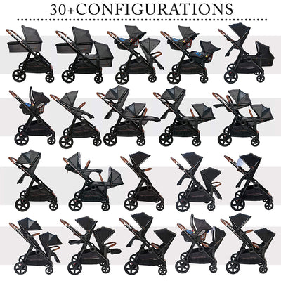 Venice Child Maverick Single to Double Folding Stroller with 2 Seats, Eclipse - VMInnovations