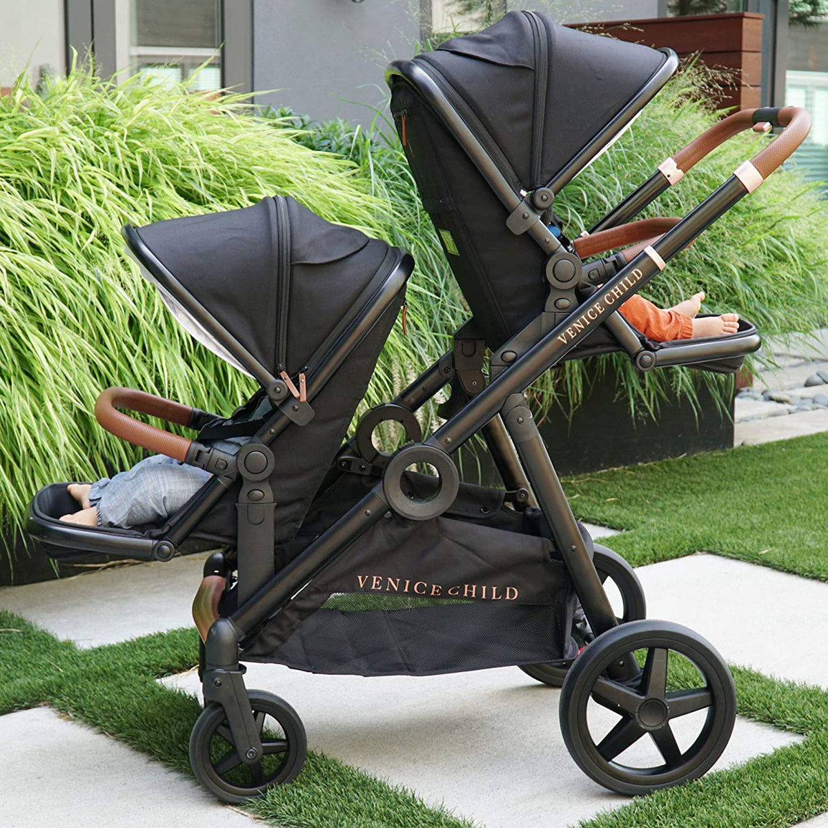 Venice Child Maverick Single to Double Folding Stroller with 2 Seats, Eclipse - VMInnovations