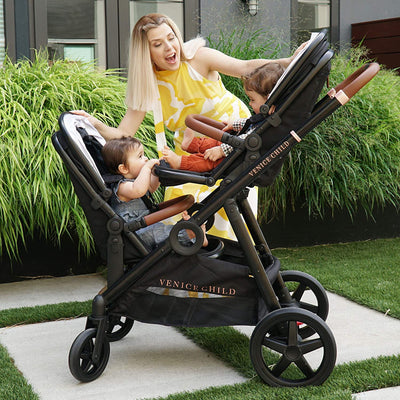 Venice Child Maverick Single to Double Folding Stroller with 2 Seats, Eclipse - VMInnovations