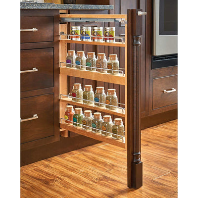 Rev-A-Shelf 432-BFSC-3C 3" Cabinet Base Filler Soft Close Organizer Rack, Maple