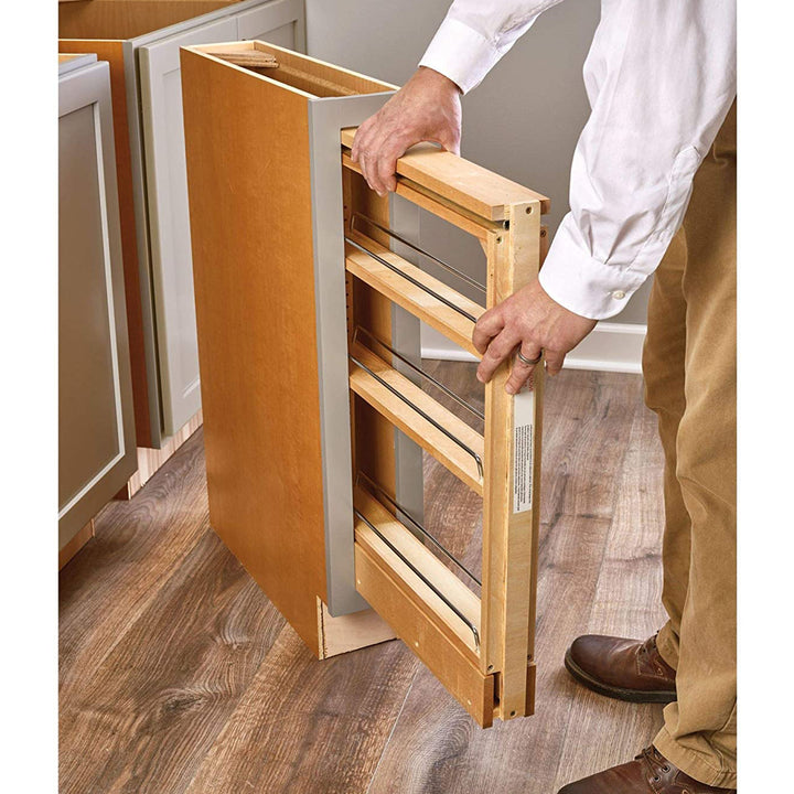 Rev-A-Shelf 3" Pullout Shelf Organizer Rack for Cabinet Base Filler, 438-BC-3C