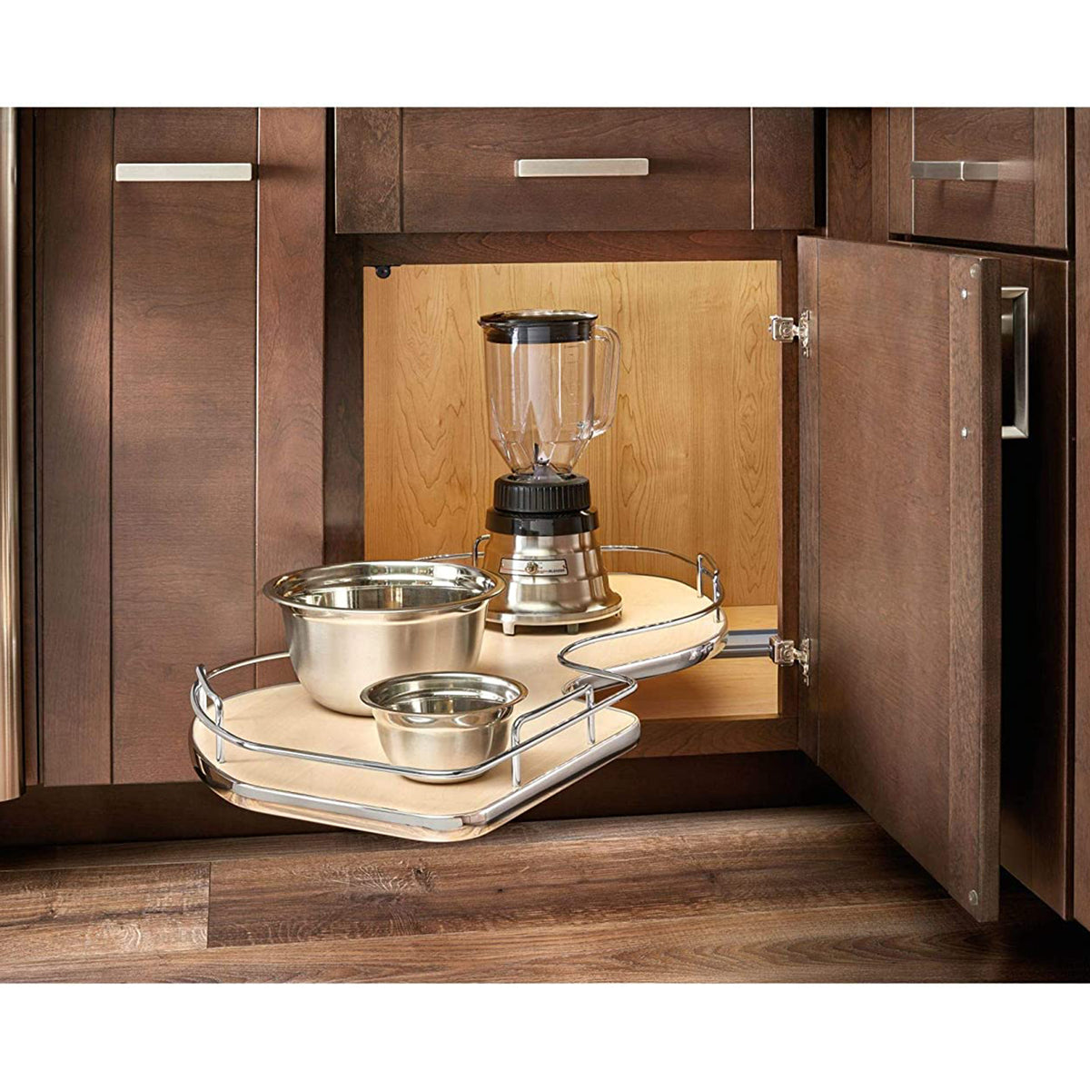 Rev-A-Shelf 33 In Contemporary Cloud Blind Right Cabinet Corner Organizer, Maple