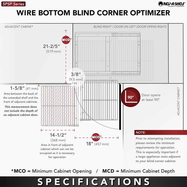 Rev-A-Shelf Pullout Corner Cabinet Organizer w/ Soft-close Three-Tier, 5PSP3-18SC-CR