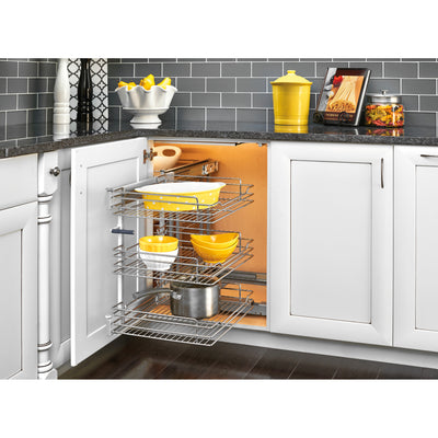 Rev-A-Shelf Pullout Corner Cabinet Organizer w/ Soft-close Three-Tier, 5PSP3-18SC-CR - VMInnovations