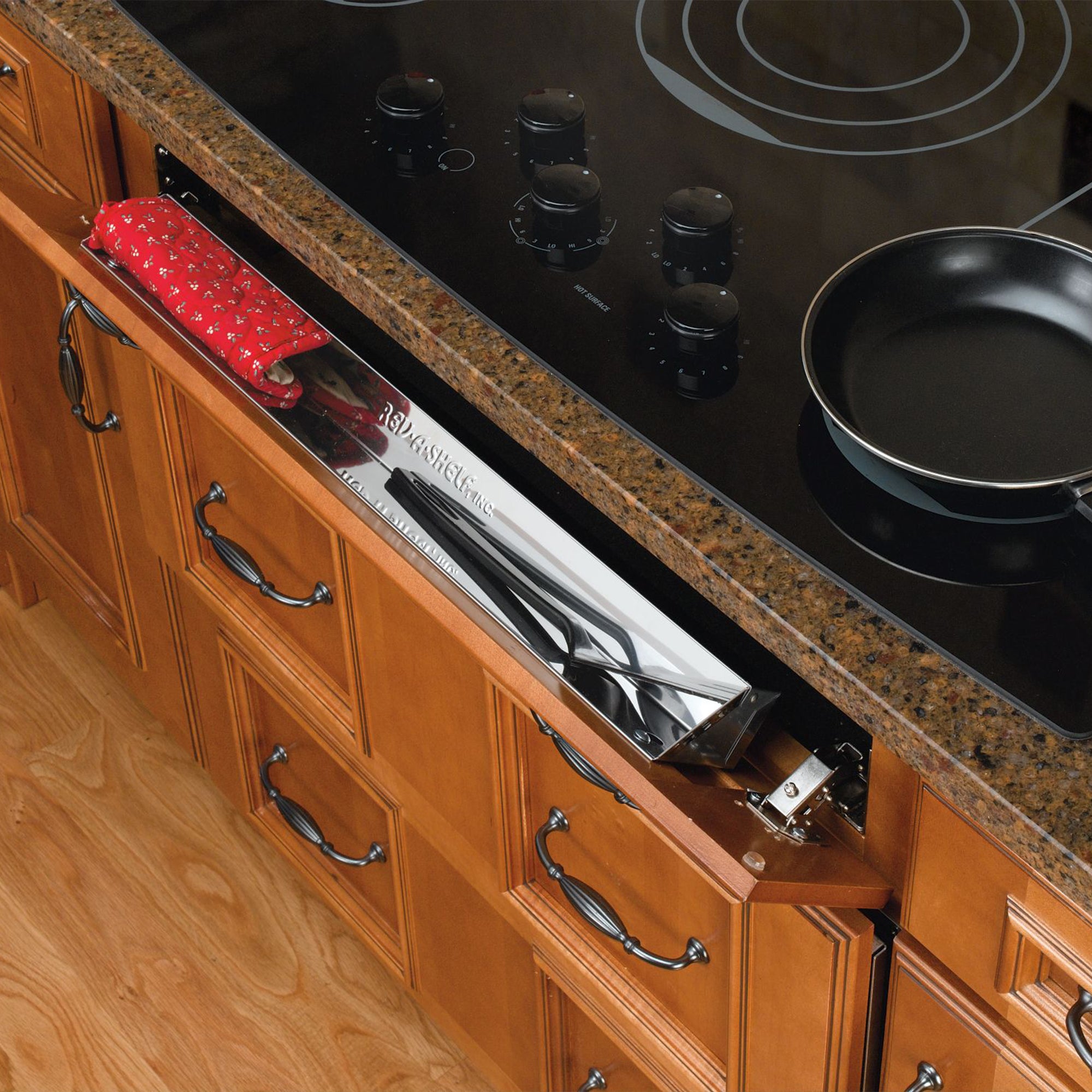 Rev-A-Shelf 25'' Slim Tip Out Tray Organizer, Stainless Steel, 6581-25-52 - VMInnovations