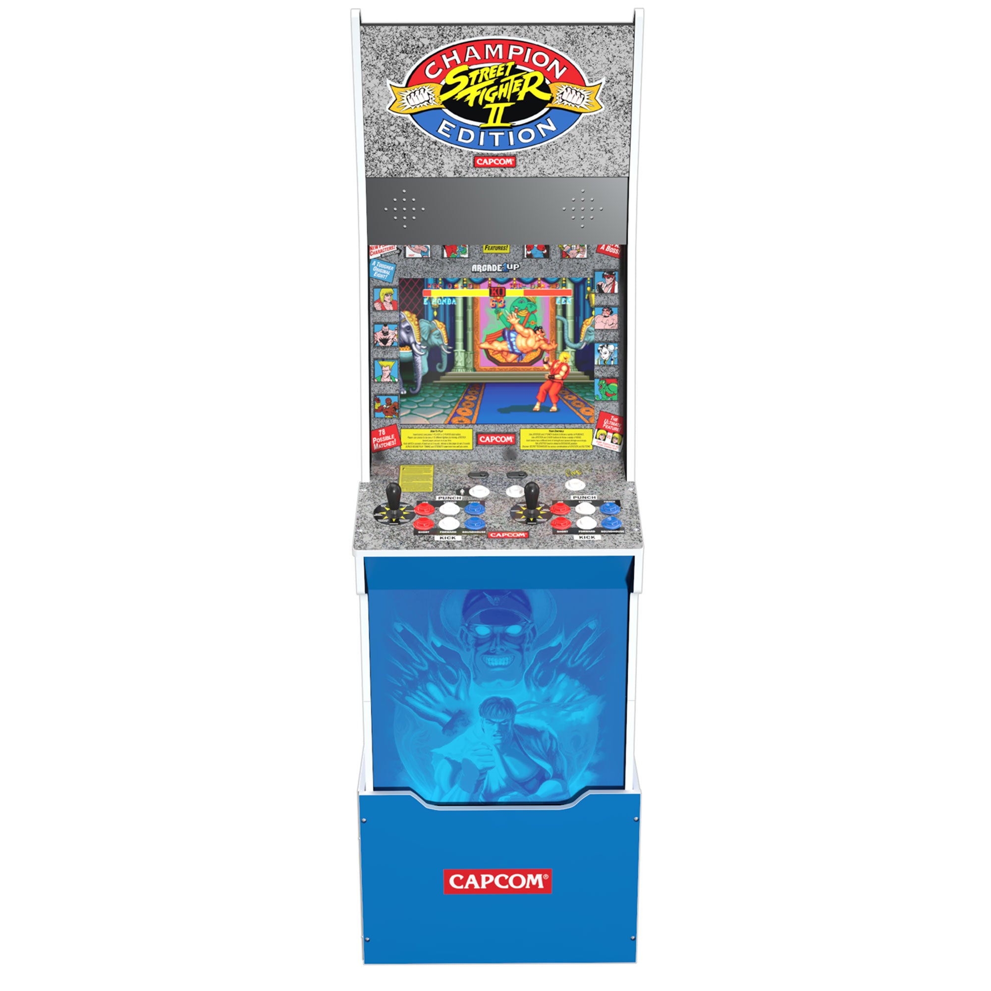 Arcade1Up Street Fighter II Champion Edition Arcade Game & Padded Stool, 2 Pack