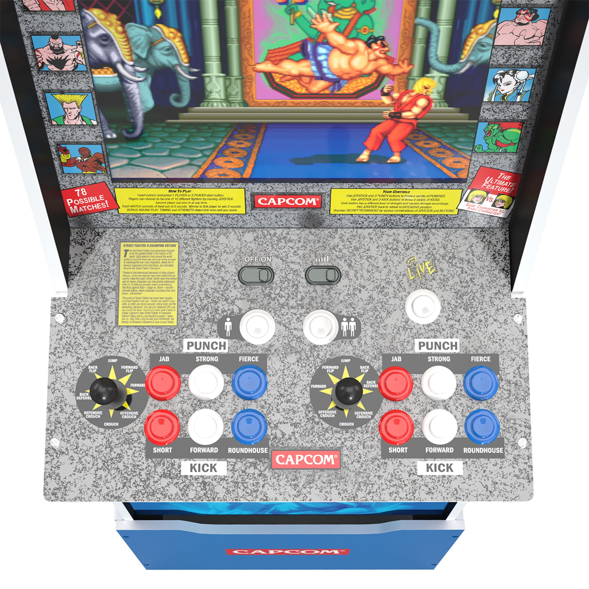 Arcade1Up Street Fighter II Champion Edition Arcade Game & Padded Stool, 2 Pack