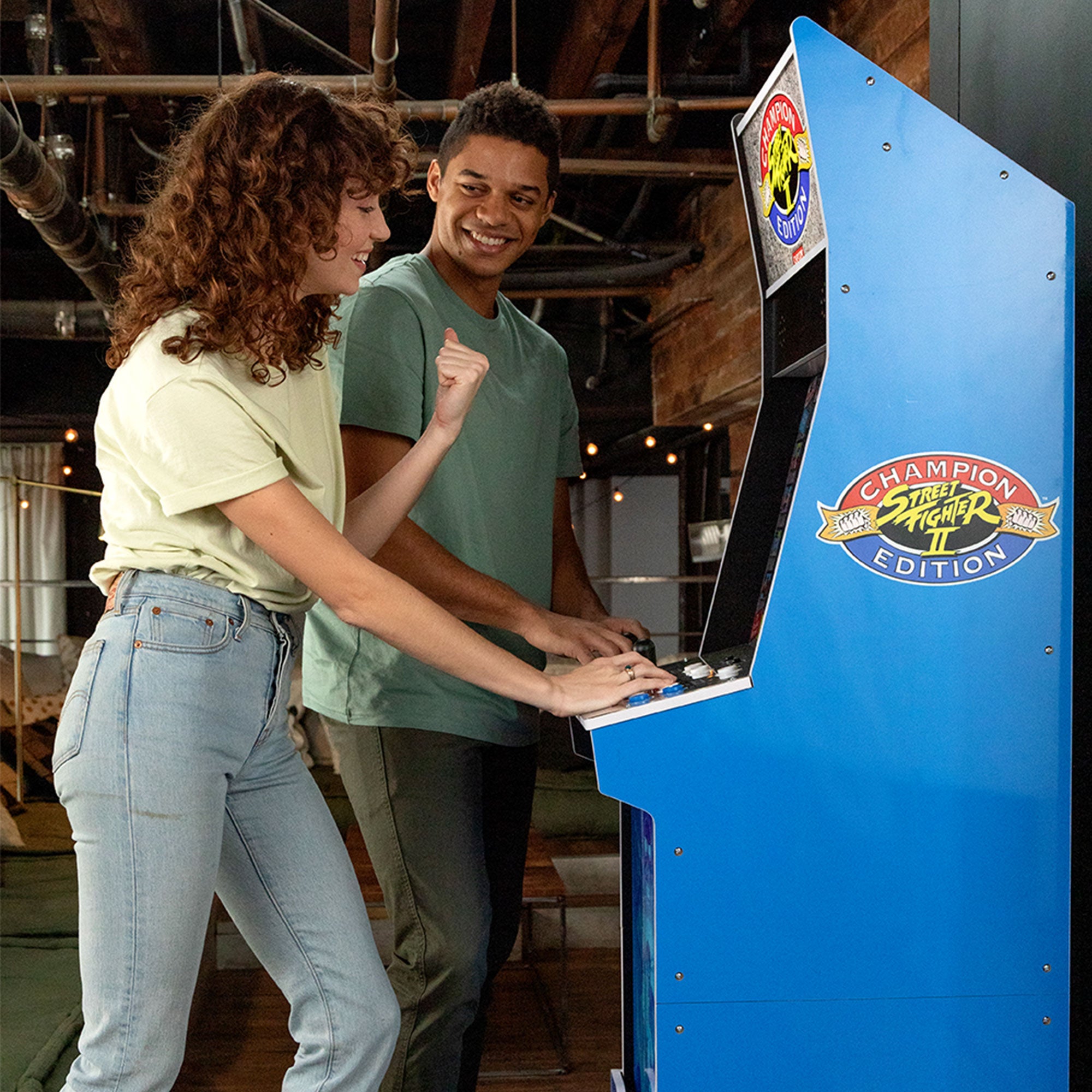 Arcade1Up Street Fighter II Champion Edition Arcade Game & Padded Stool, 2 Pack