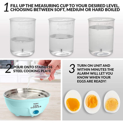 Nostalgia Retro Premium Mini 7 Capacity Electric Hard Boiled Egg Cooker, Aqua